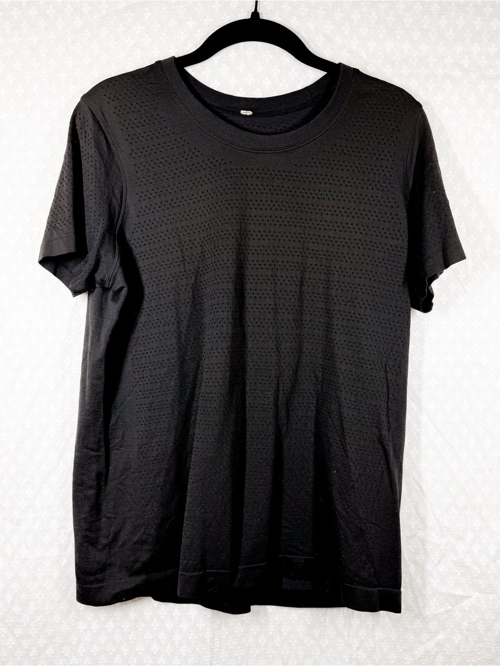 Lululemon Black Eyelet Breeze By Short Sleeve Tee